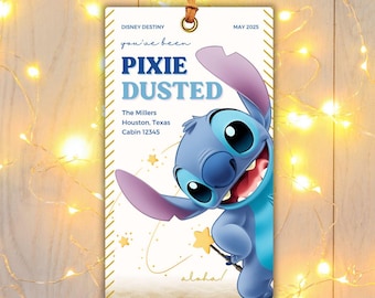 STITCH Disney Cruise Pixie Dust Gift Tags - You've Been Pixie Dusted -  Gift tag for cruise,  Editable in CANVA and PDF ready to print