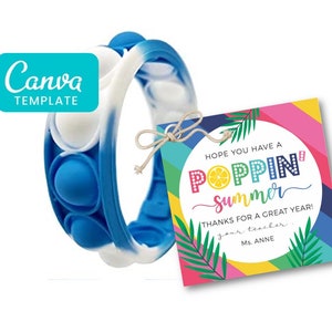 SUMMER Pop It Tags, Summer Poppin favors Tag, Teacher School Gifts tag, INSTANT DOWNLOAD