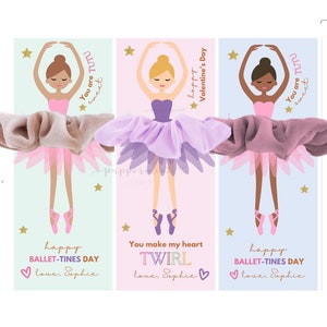 Ballerina Scrunchie Valentines Cards Template I Tutu Sweet I Scrunchies Valentines I Printable Kids Ballet-tines I CANVA Instant Download