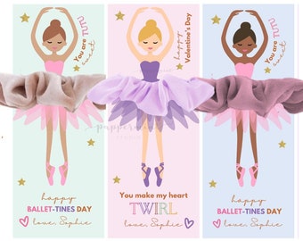 Ballerina Scrunchie Valentines Cards Template I Tutu Sweet I Scrunchies Valentines I Printable Kids Ballet-tines I CANVA Instant Download