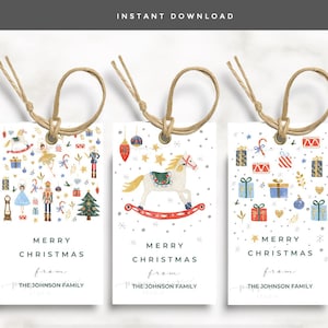Christmas Nutcracker tags | Merry christmas labels |  Editable template in CANVA and Microsoft Word