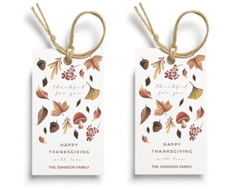 Personalized Thanksgiving Favor Tags: Fall Leaves Design (Microsoft Word Template)