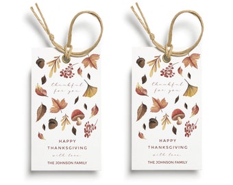 Thanksgiving Perzonalized  tags | Happy Thanksgiving tags | Thankful for you tags | Fall Tags  | Editable template in Microsoft Word