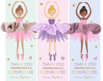 Thank yoy a Bunchie, here is a SCRUNCHIE I Ballet Ballerina Cards I Scrunchies Favors I  CANVA Instant Download