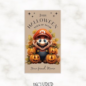 MARIO Halloween Perzonalized  tags | Happy Halloween Treat Favor tags| DIY name tags |  Editable template CANVA