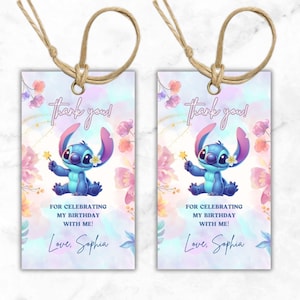 STITCH Gift Tags and Birthday Invitation Template, Printable Birthday Party Invitations, Editable in CANVA