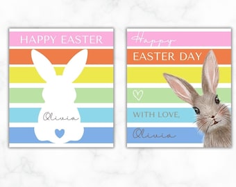 Rainbow Easter Gift Tags: Printable Basket Tags (CANVA Instant Download)