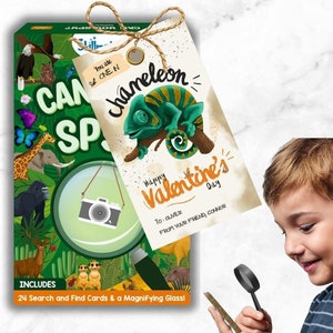 You are one in CHAMELEON Valentine's Day Cards, Kids Jungle Animals Valentine Tag, Kids Classroom Valentine's Day Cards, Editable in CANVA