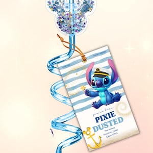 STITCH Pixie Dust Gift Tags - You've Been Pixie Dusted -  Gift tag for cruise,  Editable in CANVA and PDF ready to print #pixiedust