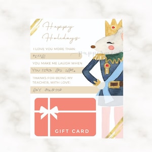 Teacher Christmas Gift Card Holder | Nutcracker Gift Card Holder for Teachers & Co-workers |Instant Download | Editable Microsoft Word