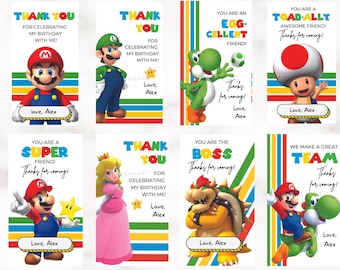 SUPER MARIO Thank You cards | Mario Birthday Thanks for coming| Editable CANVA Template