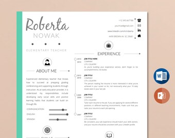 Teacher Resume Template for Word & PowerPoint: Instant Download