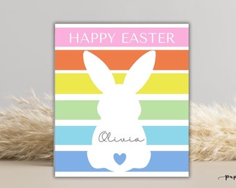 Rainbow Easter Gift Tags: Printable Kids Basket Tags (CANVA Download)