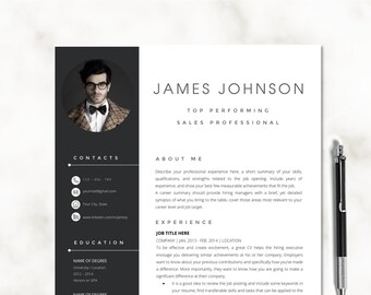 Modern Resume Template & Cover Letter for Word (Printable, Instant Download)