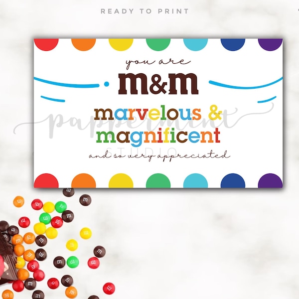 Teacher Appreciation Treat Notes: M&M Gift Card (Instant Download).