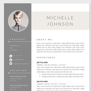 Resume Template with Photo, Professional Resume Template for Word & Pages, Clean CV Template with Picture, Resume and Cover Letter Template