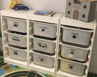 TOY LABELS - Spanish - Etiquetas Español Niños (Name + Toy Picture) •  Digital File •  Perfect for Ikea TROFAST bins