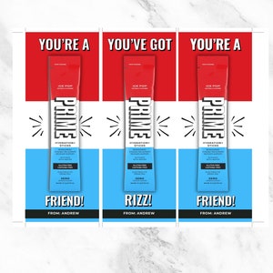 Prime Sticks Valentine Cards, Boys Valentines, PRIME Cards for Hydration Sticks , Prime Friend Printable |  Editable in CANVA