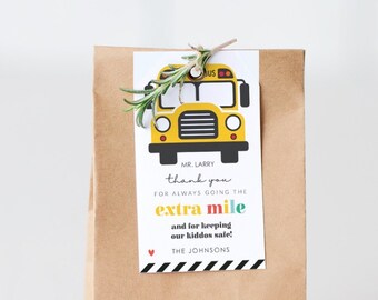 School Bus Driver Appreciation Gift Tag: Editable Thank You (Microsoft Word)