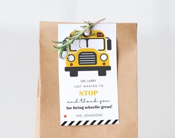School Bus Driver Appreciation Gift Tag: Editable Template (Microsoft Word)
