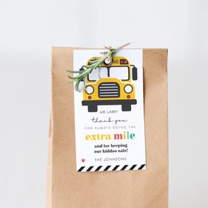 School Bus Driver Tag  |  Thank You for Going the Extra Mile  | You are WHEELIE great |  Editable template in Microsoft Word