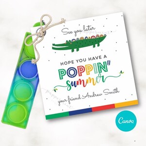 Pop It Gift Tags, Hope You Have a Poppin Summer, Pop-It Gift Labels, Teacher End of School Year Classroom Gift,  Editable Tags in Canva,