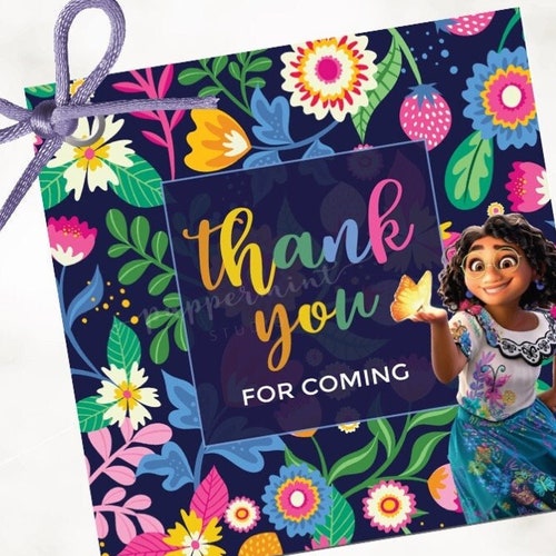 Editable Encanto Thank You Party Favor Personalize Sticker Etsy