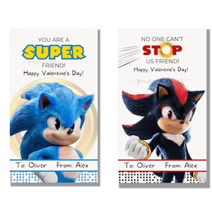 SONIC Hedgehog 3 Valentines Tags | Kids Valentine Cards | Printable Valentine's Day Cards | Personalized Valentine Editable in CANVA