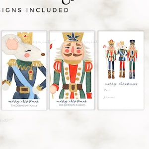 Christmas Nutcracker Perzonalized  tags | Merry Christmas tags| DIY name tags |  Editable template in CANVA and Microsoft Word