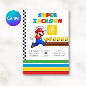 Mario Kart Birthday Invitation | Super Mario PARTY | Kids Birthday invite | Editable CANVA Template
