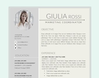 Modern Resume Template with Cover Letter for Word (Instant Download)