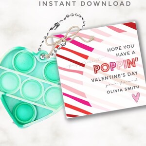 Valentines Pop It Gift Tags, Personalized Pop it Tag, Teacher School Gifts tag,  Happy Valentine, Pop It, INSTANT DOWNLOAD