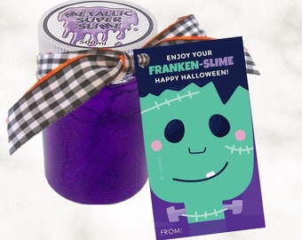 Franken-Slime Halloween Tag: Printable Party Favor (Editable Word Template)