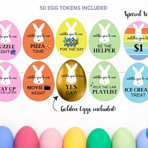 Easter Egg Tokens, Editable Easter Egg Coupons, Printable Easter Egg Coupons for Kids I CANVA Instant Download