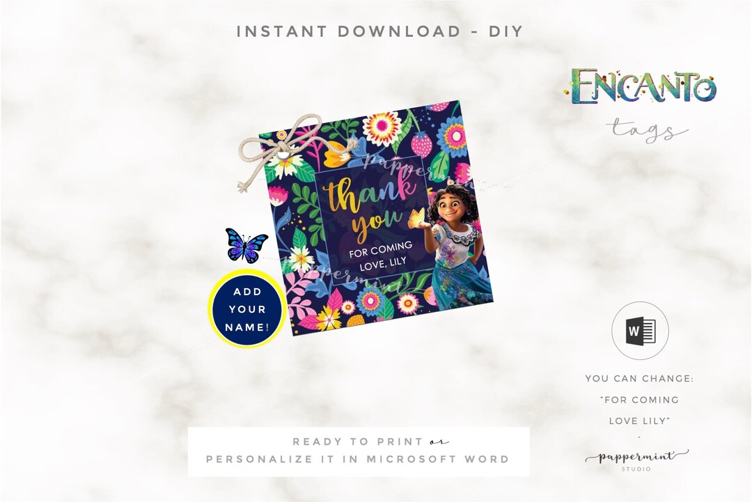 Encanto CUSTOM Tags, Add Your NAME Diy, 5 DESIGNS Included, Encanto