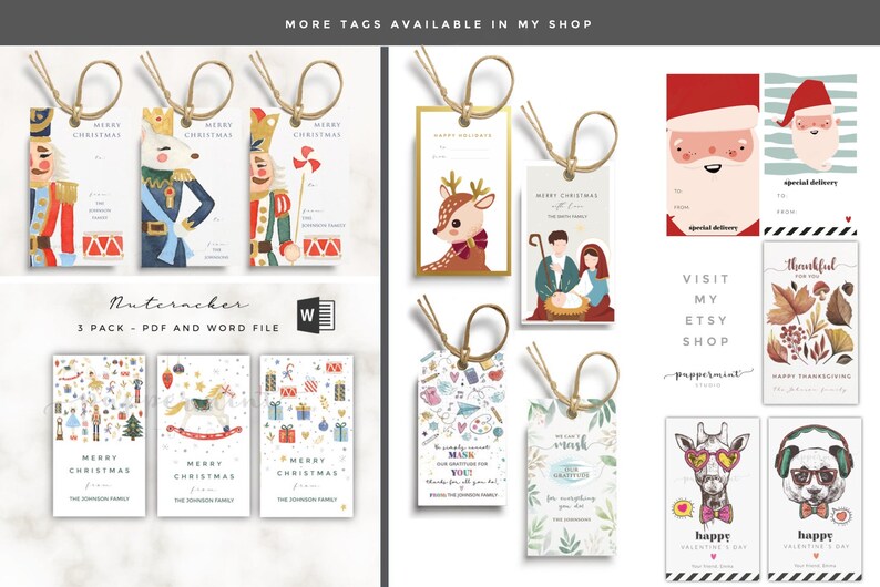 Reindeer Christmas Gift Tags | Printable, Editable in Word (instant ...