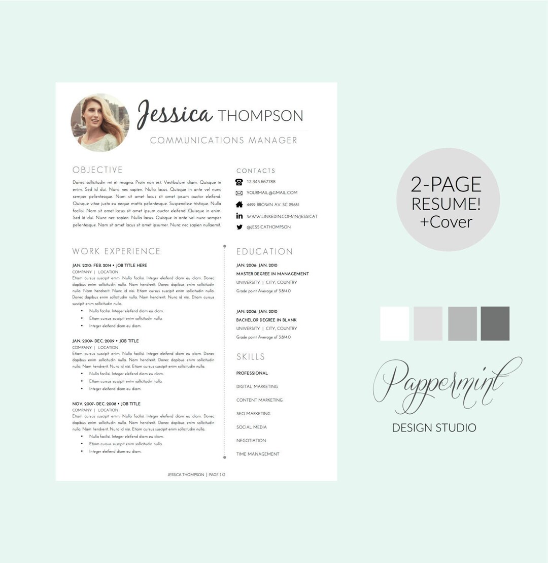 Teacher Resume Template for Word & Pages, Teacher CV Template ...