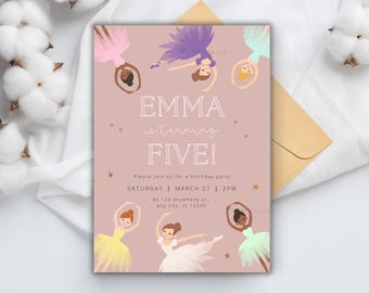 Ballerina Birthday Invitation, Tutu Ballet Party Invite (5x7, Mobile)