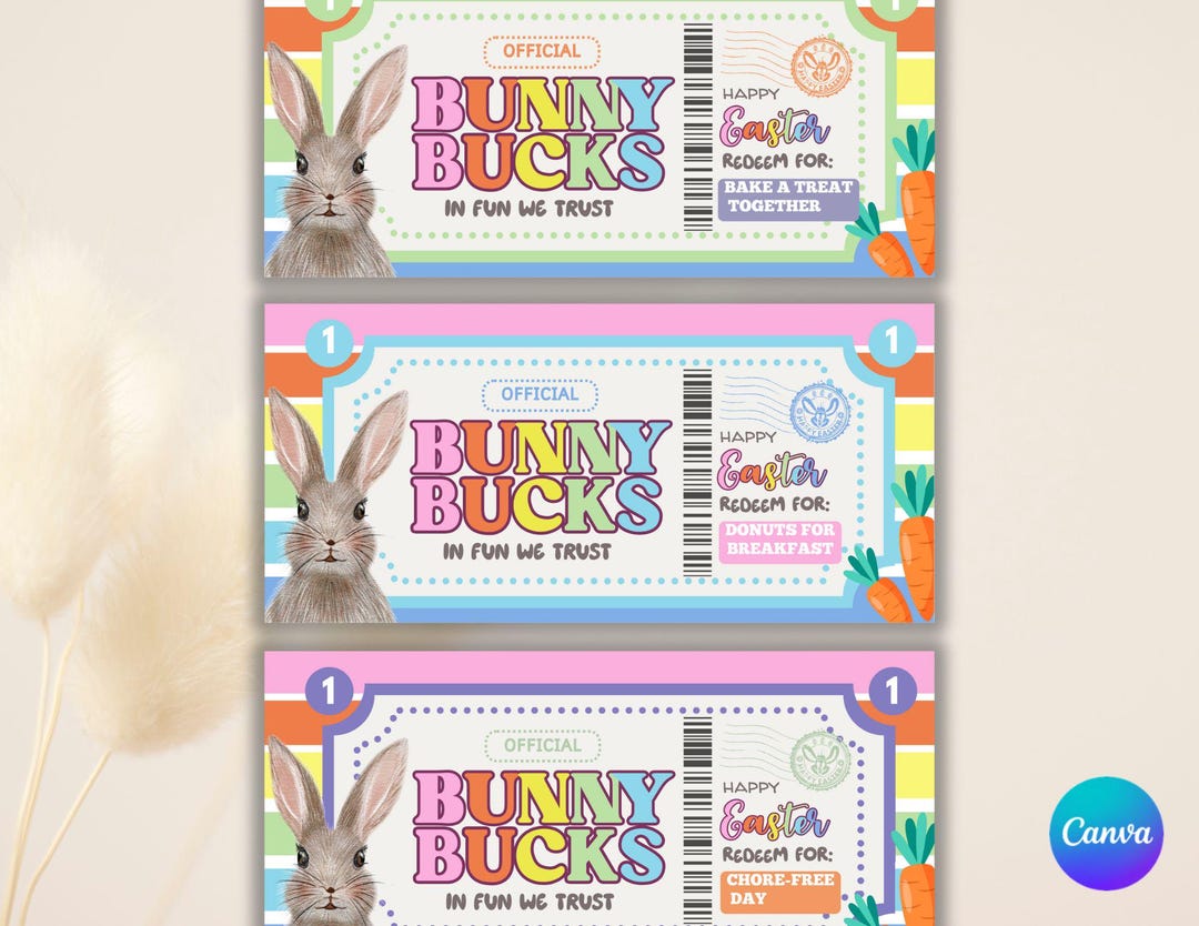Easter MONEY Printable | Kids Easter Egg Stuffers | Bunny BUCKS ...