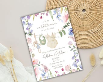 Baby In Bloom Shower Invitation: Wildflower (Digital Download), Canva Editable