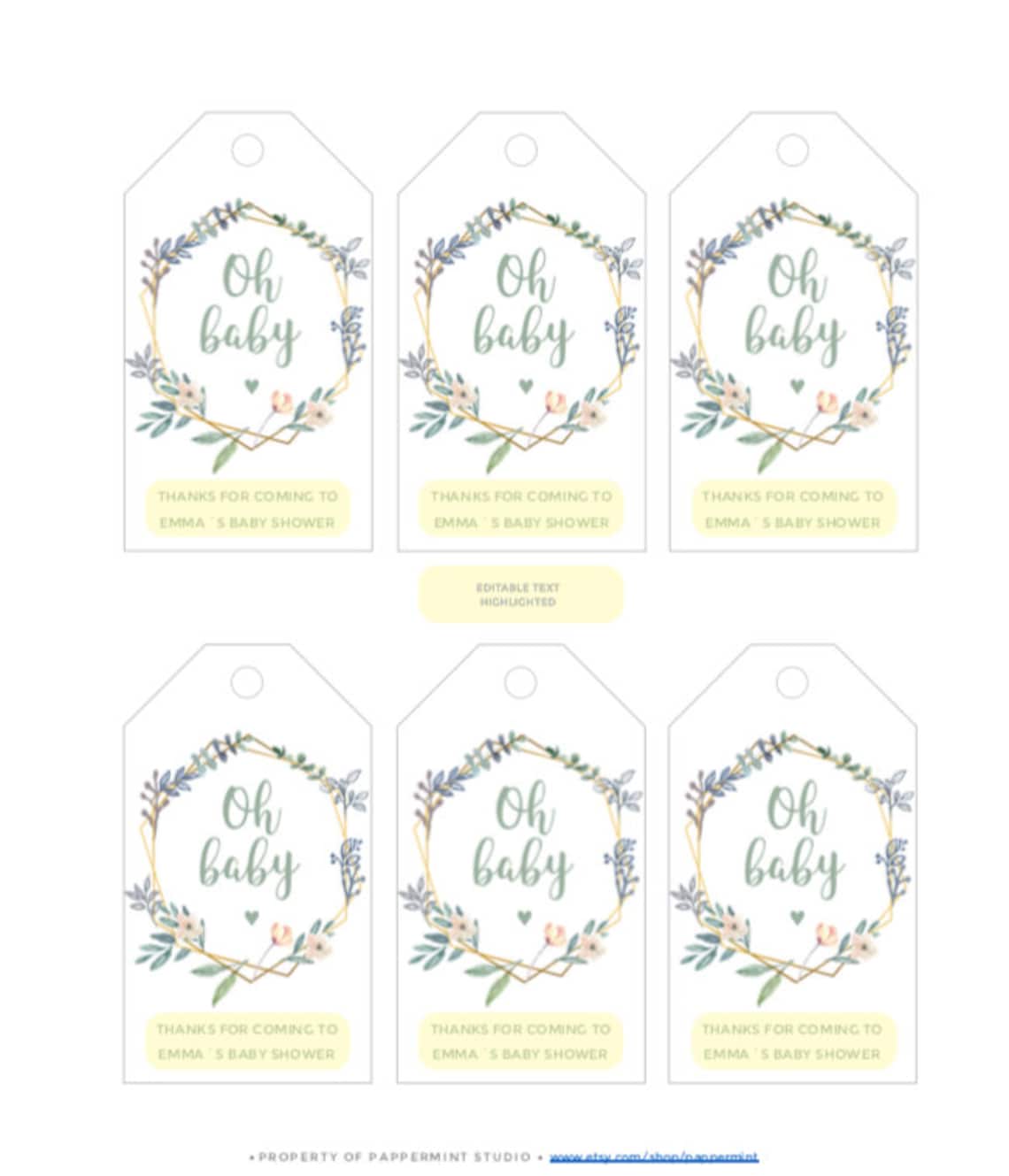 OH Baby Tags Baby Shower Printable Labels Instant Download | Etsy