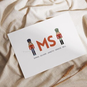 Christmas Monogram Cards | Printable Christmas Nutcracker Tags |  Editable template in CANVA