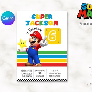 SUPER MARIO Party Invitation | Mario Birthday | Editable CANVA Template ...