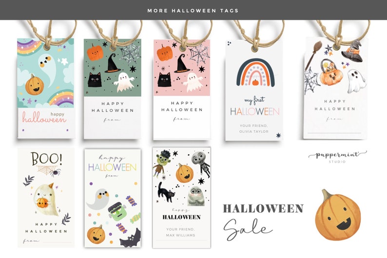 Halloween S'mores Perzonalized tags Happy Halloween Treat Favor tags DIY name tags Editable template in CANVA and Microsoft Word image 4