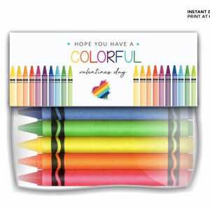 Valentines bag topper for favors plus cards | Valentines Crayon Card | Editable in Microsoft Word  | Art, watercolor, crayola, toddler, gift