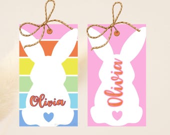 Personalized Easter Basket Tag: Bunny Design, Printable Name Tags (CANVA Download)