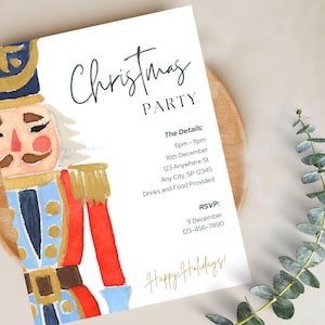 Christmas Party Invite  | Nutcracker Invitation  | Editable template in CANVA