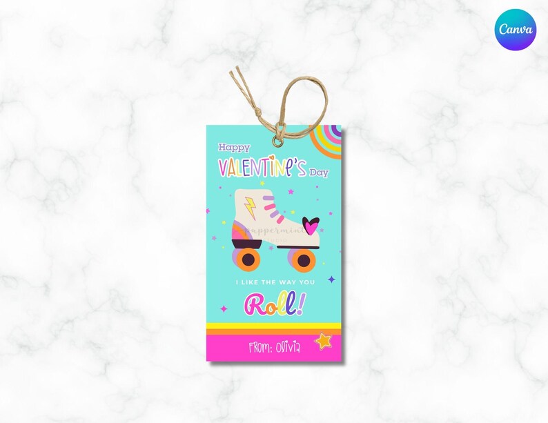 Retro Roller Skate Valentines – Printable Kids Classroom Valentine Tags ...