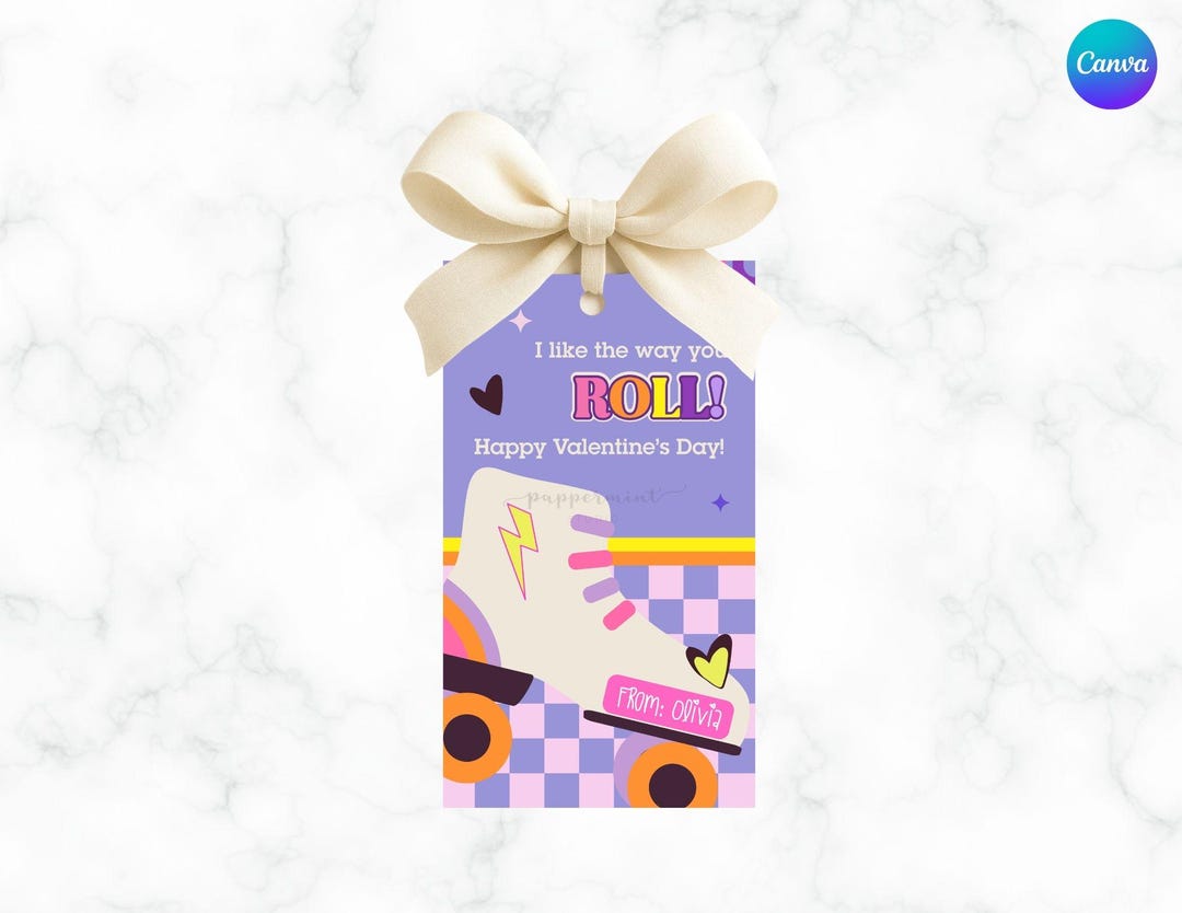 Printable Classroom Valentines – Roller Skate Valentine Tags for Kids ...