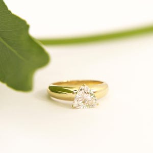 Solid Gold Ethical Trillion Cut Diamond Ring- Carat Triangle Lab Diamond Engagement Ring